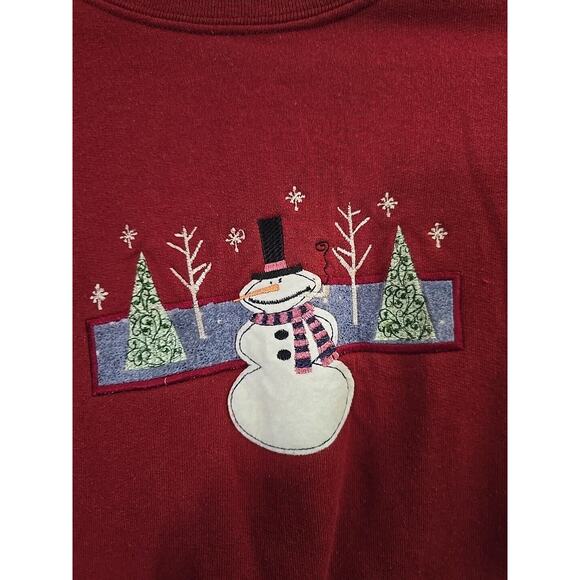 VTG M&C Sportswear Red Ugly Christmas Snowman Pullover Sweatshirt Womans Size 1X - Picture 3 of 4